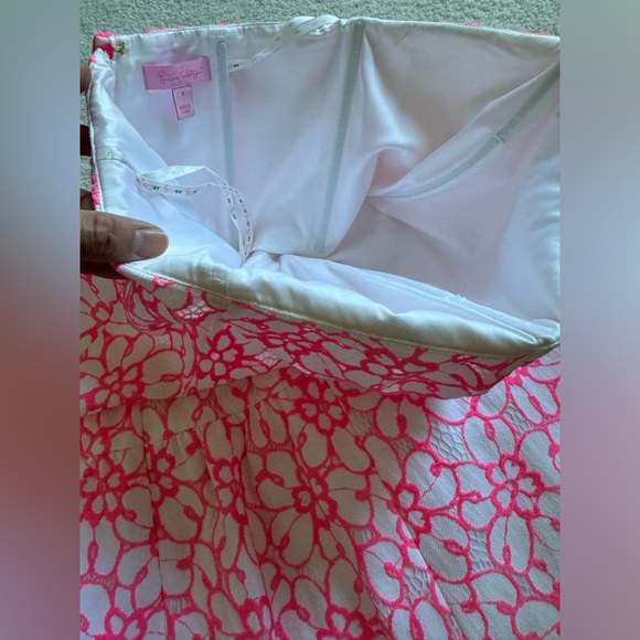 $268 Lilly Pulitzer Strapless Jordan Dress Size 4 Fiesta Pink Pique Lace - Picture 6 of 11